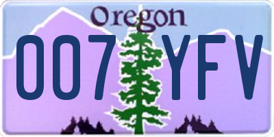 OR license plate 007YFV