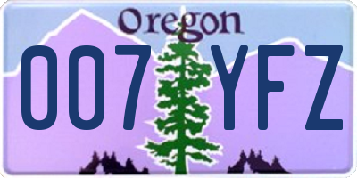 OR license plate 007YFZ