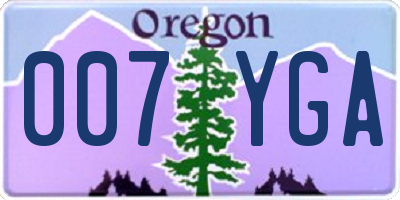 OR license plate 007YGA