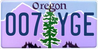 OR license plate 007YGE