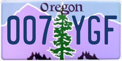 OR license plate 007YGF