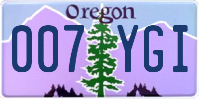 OR license plate 007YGI