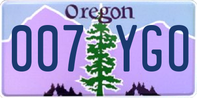 OR license plate 007YGO