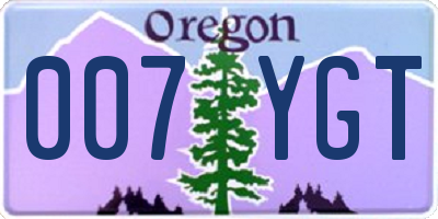 OR license plate 007YGT