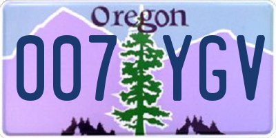 OR license plate 007YGV