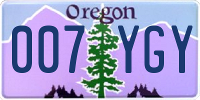 OR license plate 007YGY