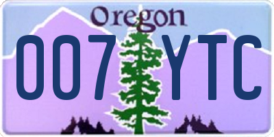 OR license plate 007YTC