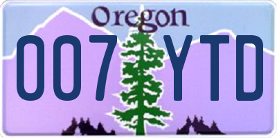 OR license plate 007YTD