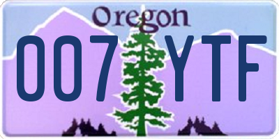 OR license plate 007YTF