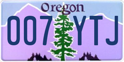 OR license plate 007YTJ