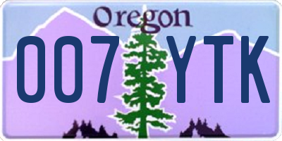 OR license plate 007YTK