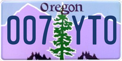 OR license plate 007YTO