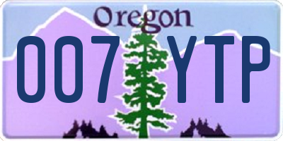 OR license plate 007YTP