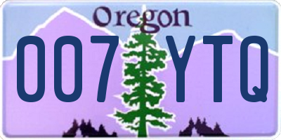 OR license plate 007YTQ