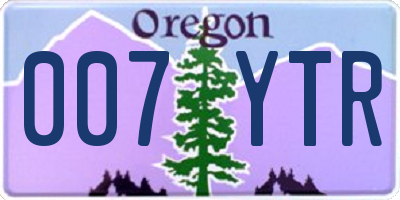 OR license plate 007YTR
