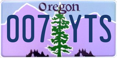 OR license plate 007YTS