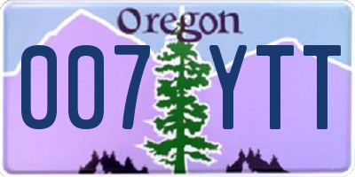 OR license plate 007YTT