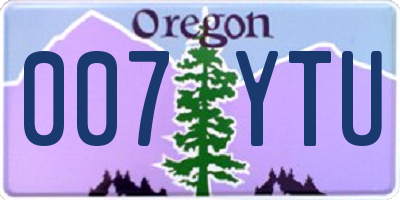 OR license plate 007YTU