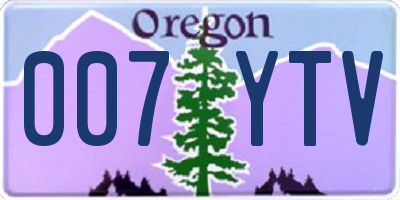OR license plate 007YTV