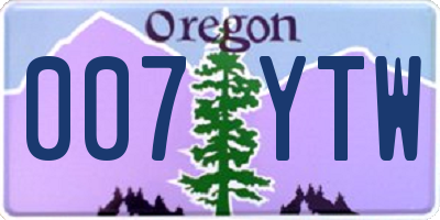 OR license plate 007YTW