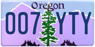 OR license plate 007YTY