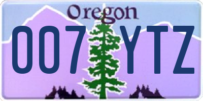 OR license plate 007YTZ
