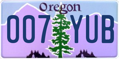 OR license plate 007YUB