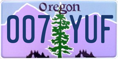 OR license plate 007YUF