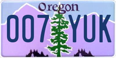 OR license plate 007YUK