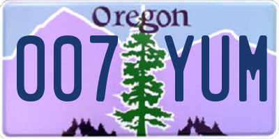 OR license plate 007YUM