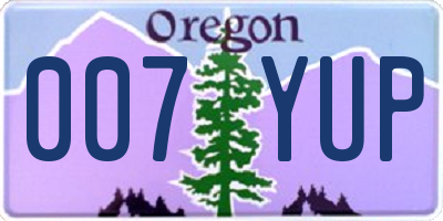 OR license plate 007YUP