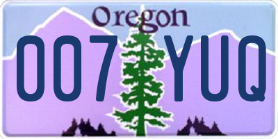 OR license plate 007YUQ