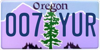 OR license plate 007YUR