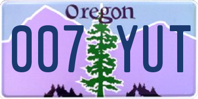 OR license plate 007YUT