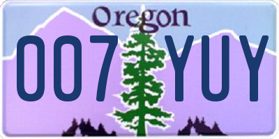 OR license plate 007YUY