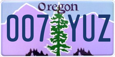 OR license plate 007YUZ