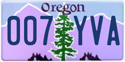OR license plate 007YVA
