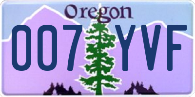 OR license plate 007YVF