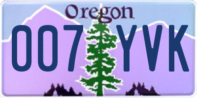 OR license plate 007YVK