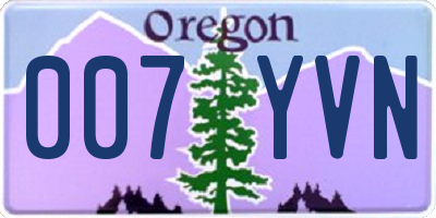 OR license plate 007YVN
