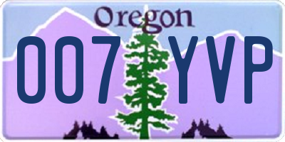 OR license plate 007YVP