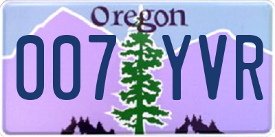 OR license plate 007YVR
