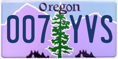 OR license plate 007YVS