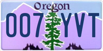OR license plate 007YVT