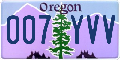 OR license plate 007YVV