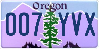 OR license plate 007YVX