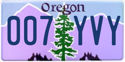 OR license plate 007YVY