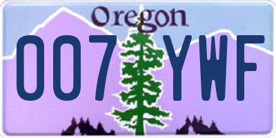 OR license plate 007YWF