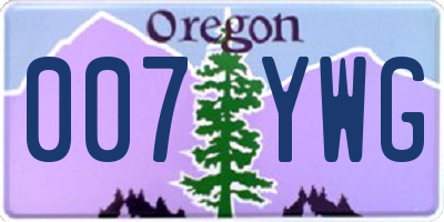 OR license plate 007YWG