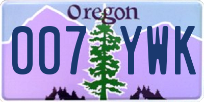 OR license plate 007YWK